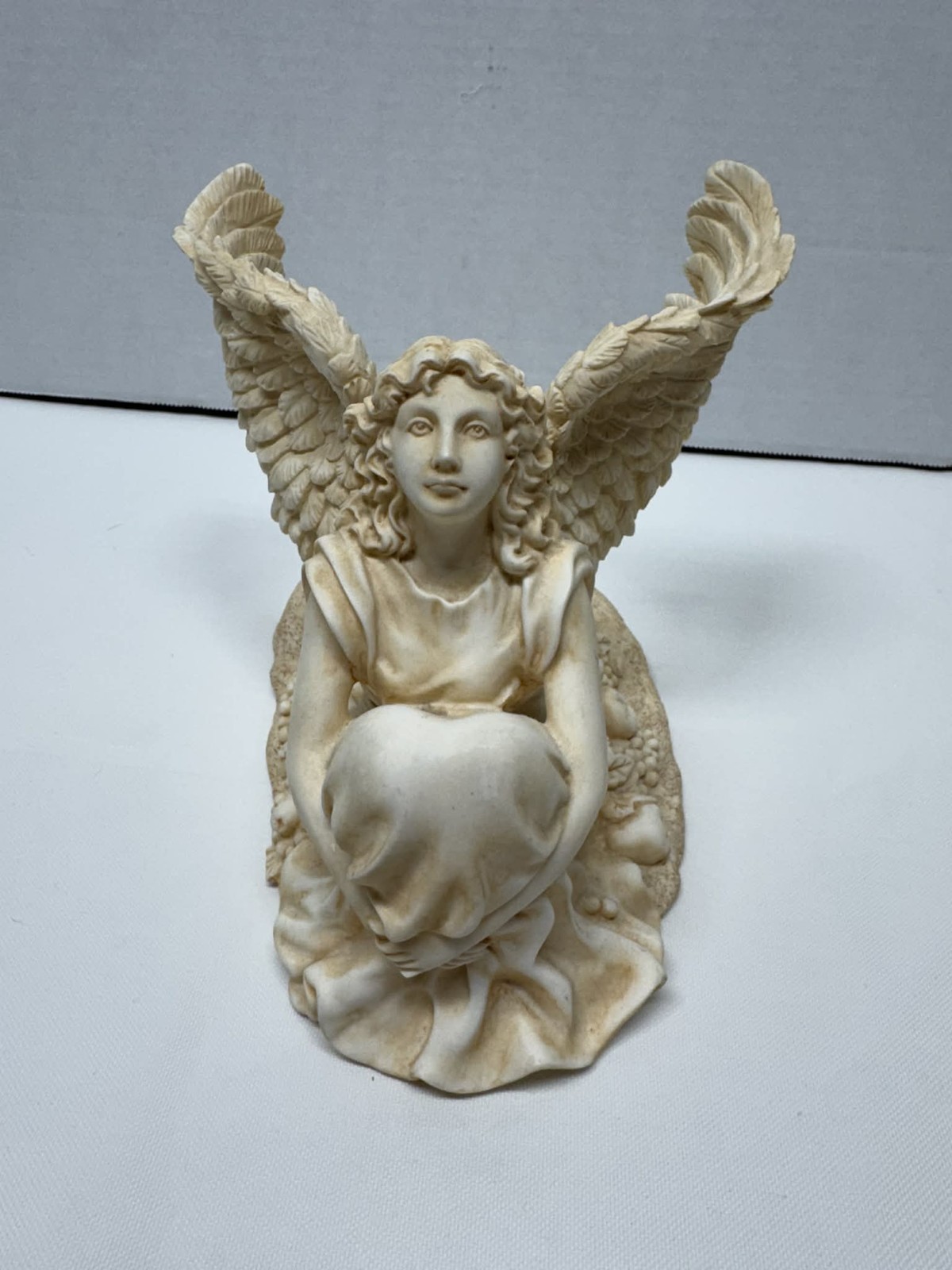 Roman Inc. 1999 Angel Figurine Candle Holder Sculpture Beige Cream Winged