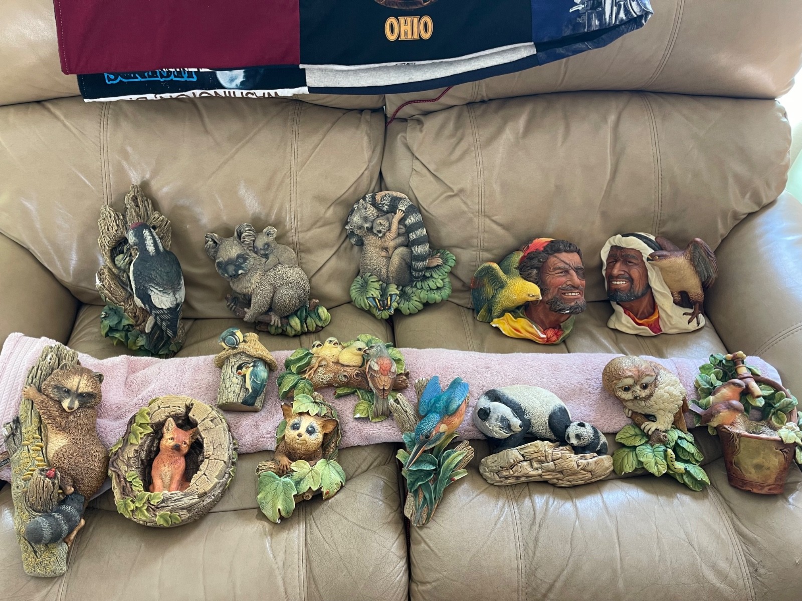 Vtg Bossons England Ceramic Chalkware wildlife Wall Decor set