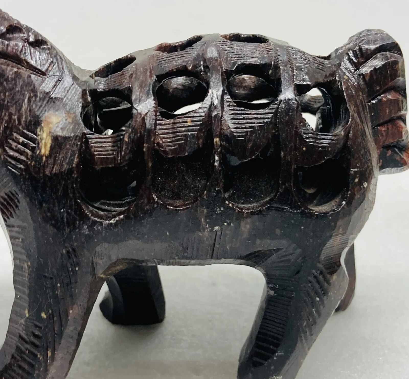 Vintage Stone Carved Horse Figurine Hollow Baby Horse Inside Body Art Decor 6