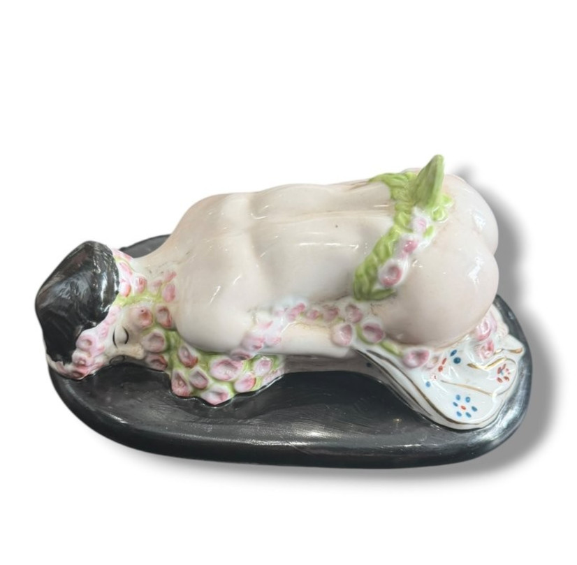 Antique Statue Woman Paperweight Nude Sculpture Porcelain Lady Deco Art Female