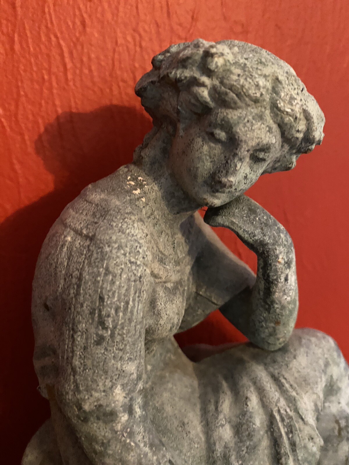 Victorian Metal Statue of Woman w/Harp, 1880’s, NY Spelter Metal, Clock Topper