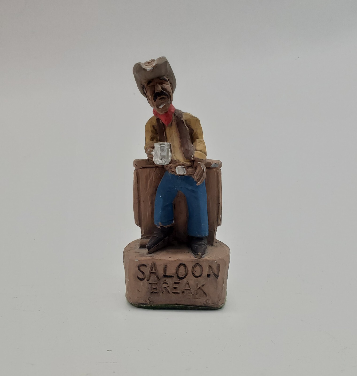 4″H Vintage J Vincent Cowboy Saloon Break Wild West Studios ChalkWare Figurine