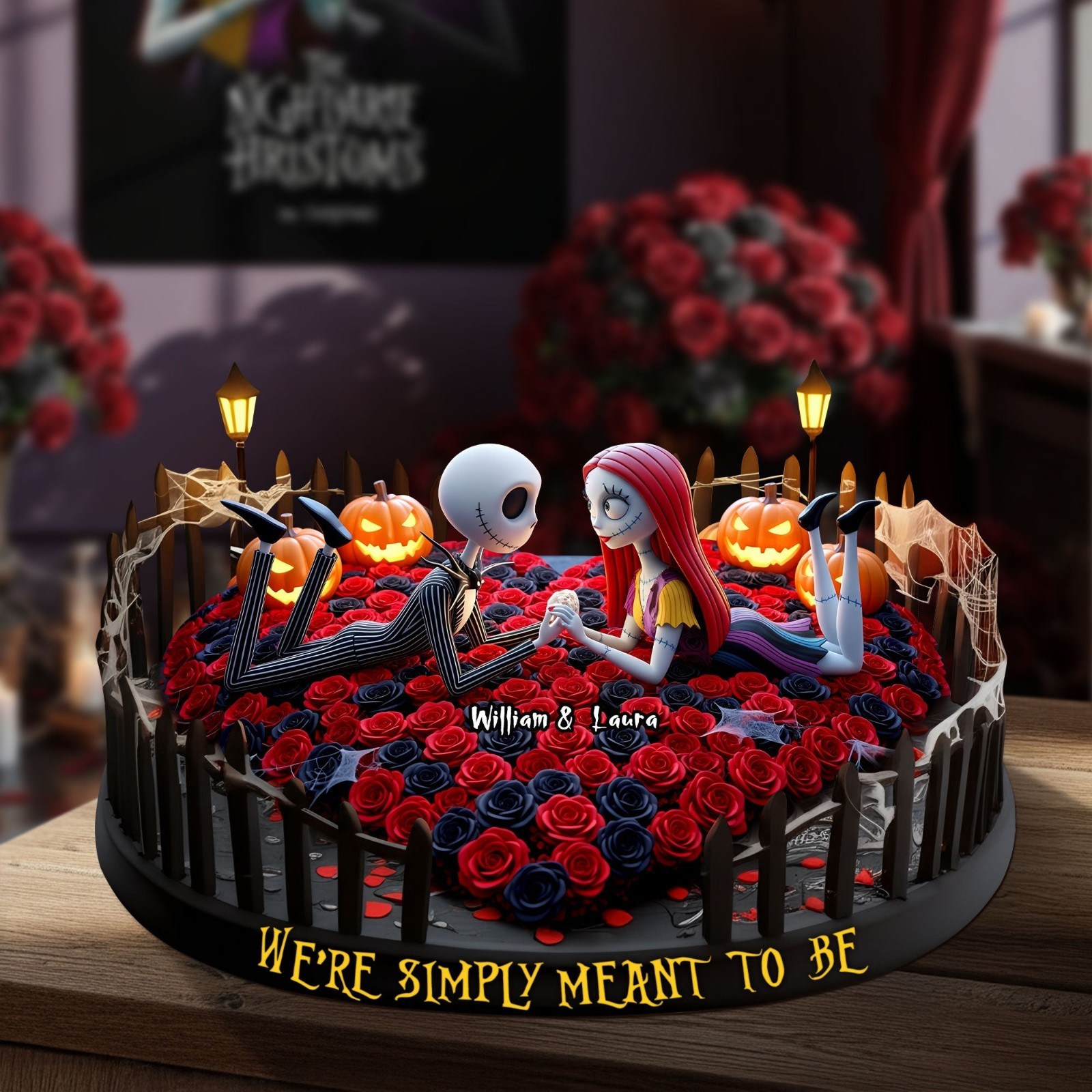 Personalized Jack Sally Nightmares Couple Acrylic Plaque Wooden Block Decor Gift