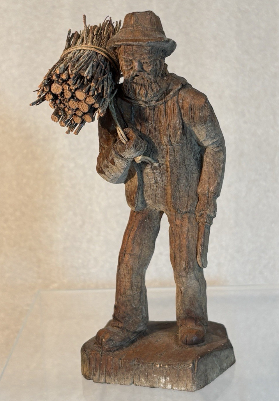 Black Forest Bodensee Germany 6.5″ Wood Folk Art Figurine Man with Firewood