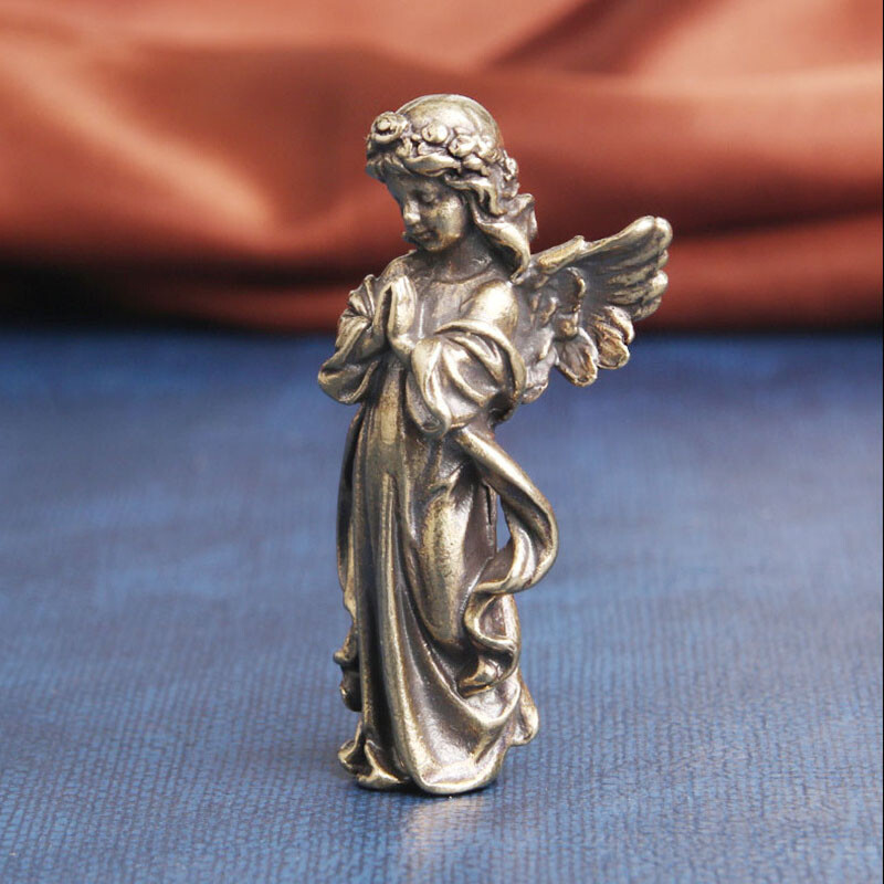 Solid Brass Angel Figurine Mini Angel Statue House Decoration Figurines Gift