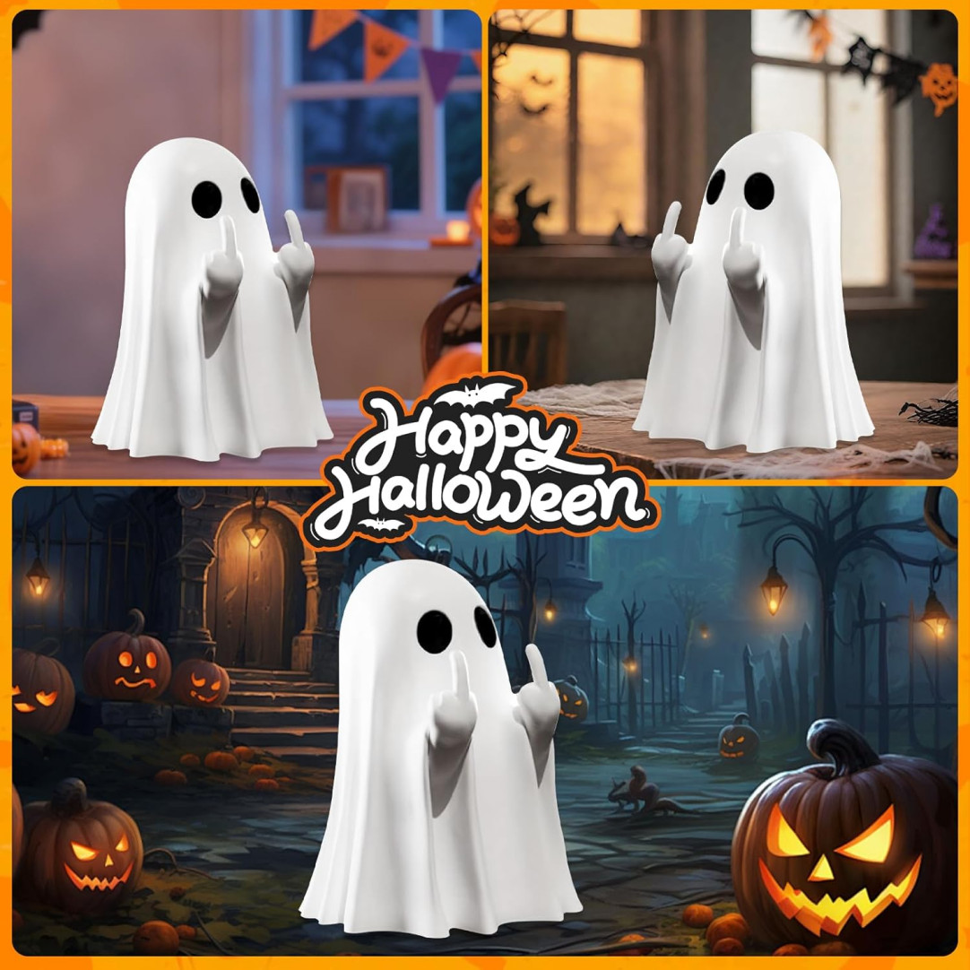 (2 Pack ) Cute Ghost Figurine Spooky Resin Statue Decoration Home Tabletop NEW