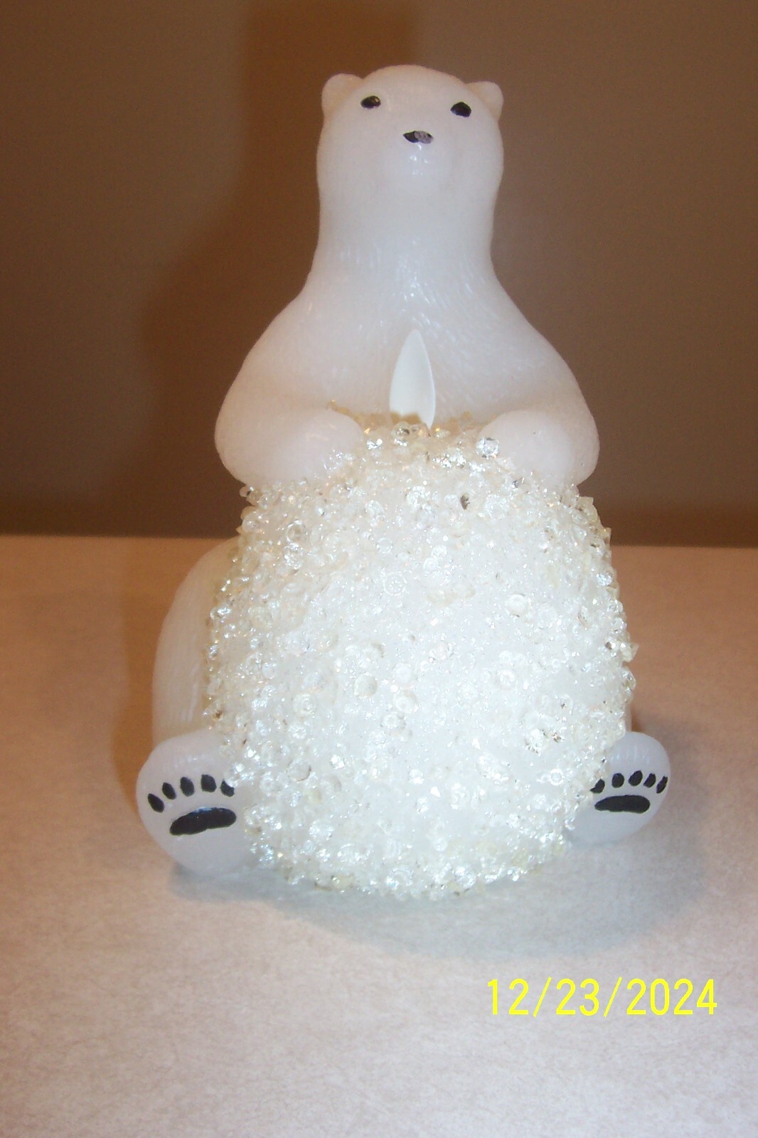 Martha Stewart Flameless, Sitting Polar Bear Figure. Pillar Candle VGC Read