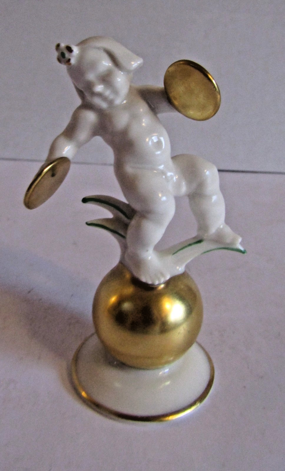 Karl Tutter Putti Hutschenreuther German Porcelain CHERUB Selb Figurine Cymbals
