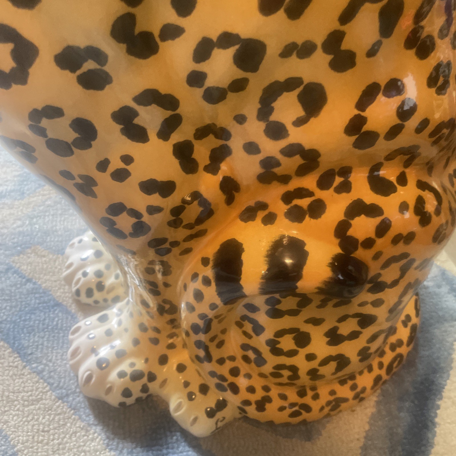 Large MCM Handpainted Ceramic Jaguar Panther Leopard Figure Made in Italy 33×14”