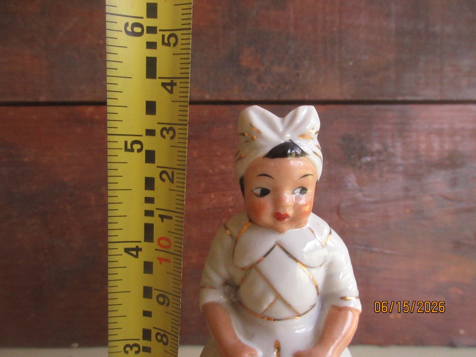 Vintage Ceramic Made in Japan Maid Figurine Bell Designed with Roses