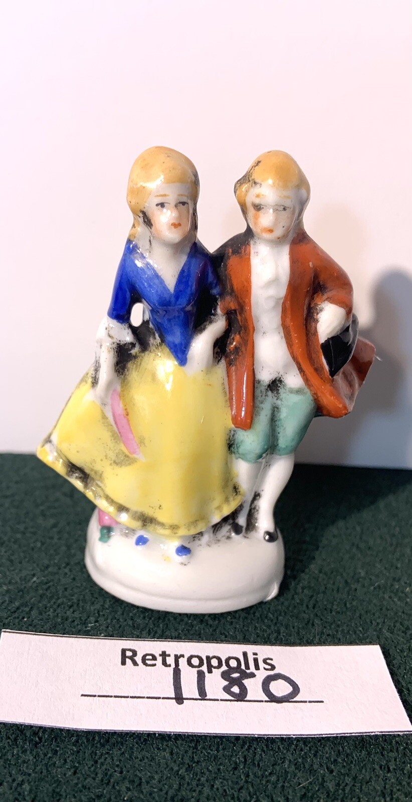 Porcelain Colonial Couple Figurine Dandy Man Red Jacket Germany Vintage