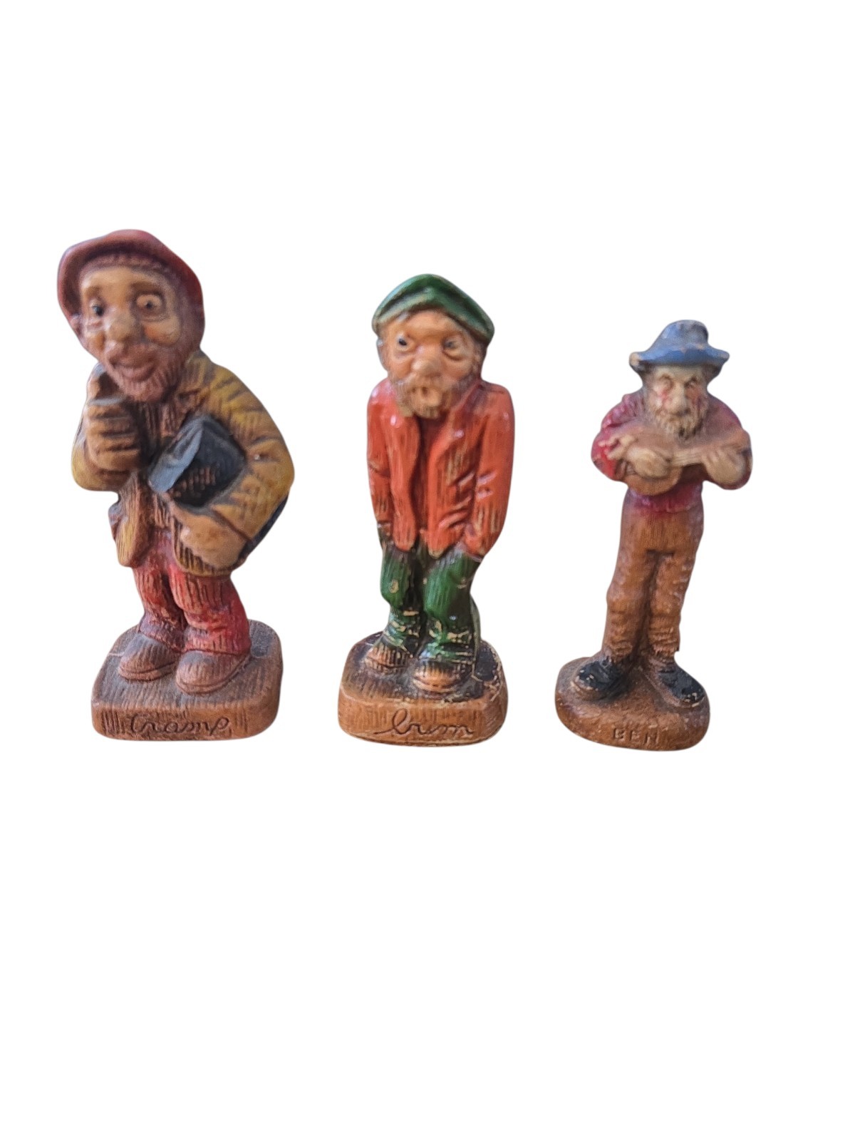3 Vintage MULTI PRODUCTS Figurines Tramp 1952 Bum 1952 Ben 1942