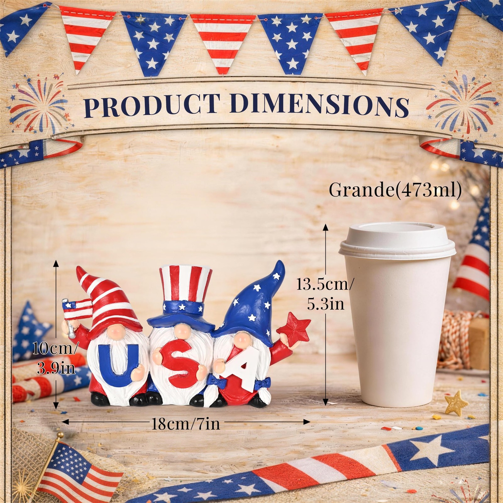4th of July Decorations Outdoor Gnomes for Memorial Day Decorations 4“, Garde…