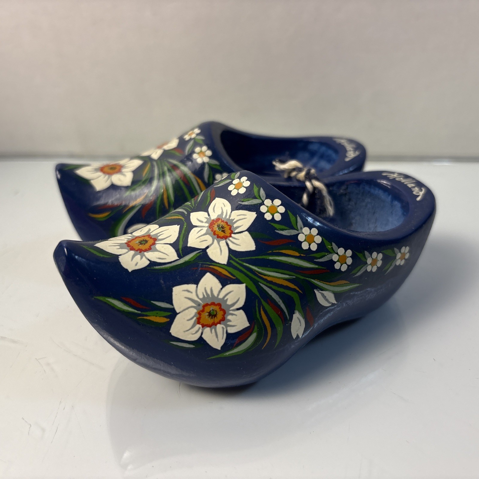 Holland Wooden Shoes Miniature Blue Floral Decor 4x4x1.75 Clomps