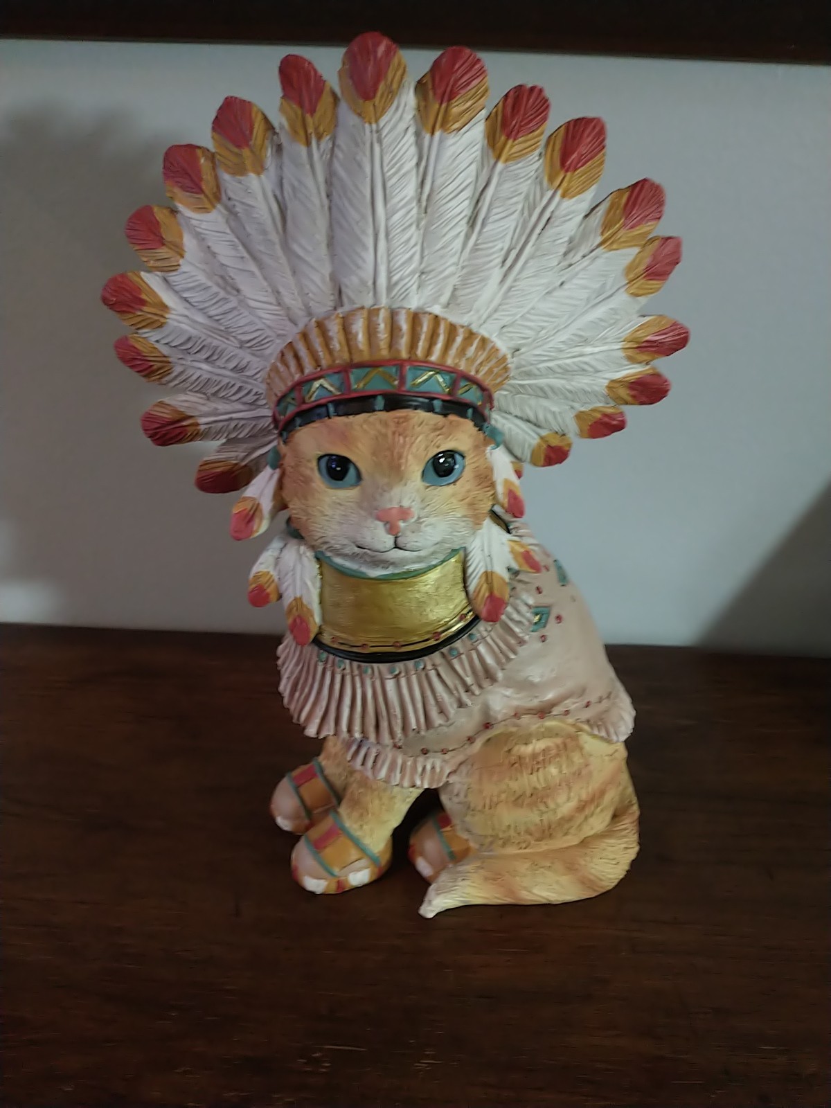 Collections ETC. Decorative American Indian Chief Cat 10.5 Inches Tall Figurine