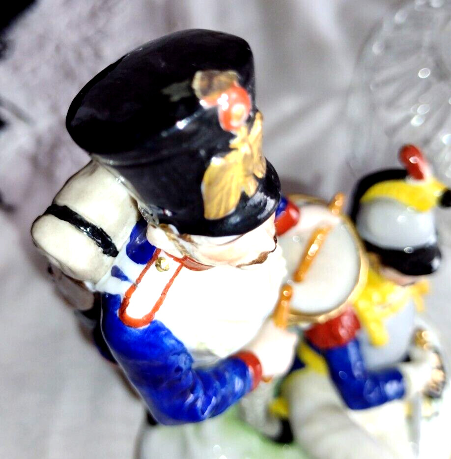 Antique Volkstedt E&A Muller Thuringia Hand Painted Figurine 2 French Soldiers