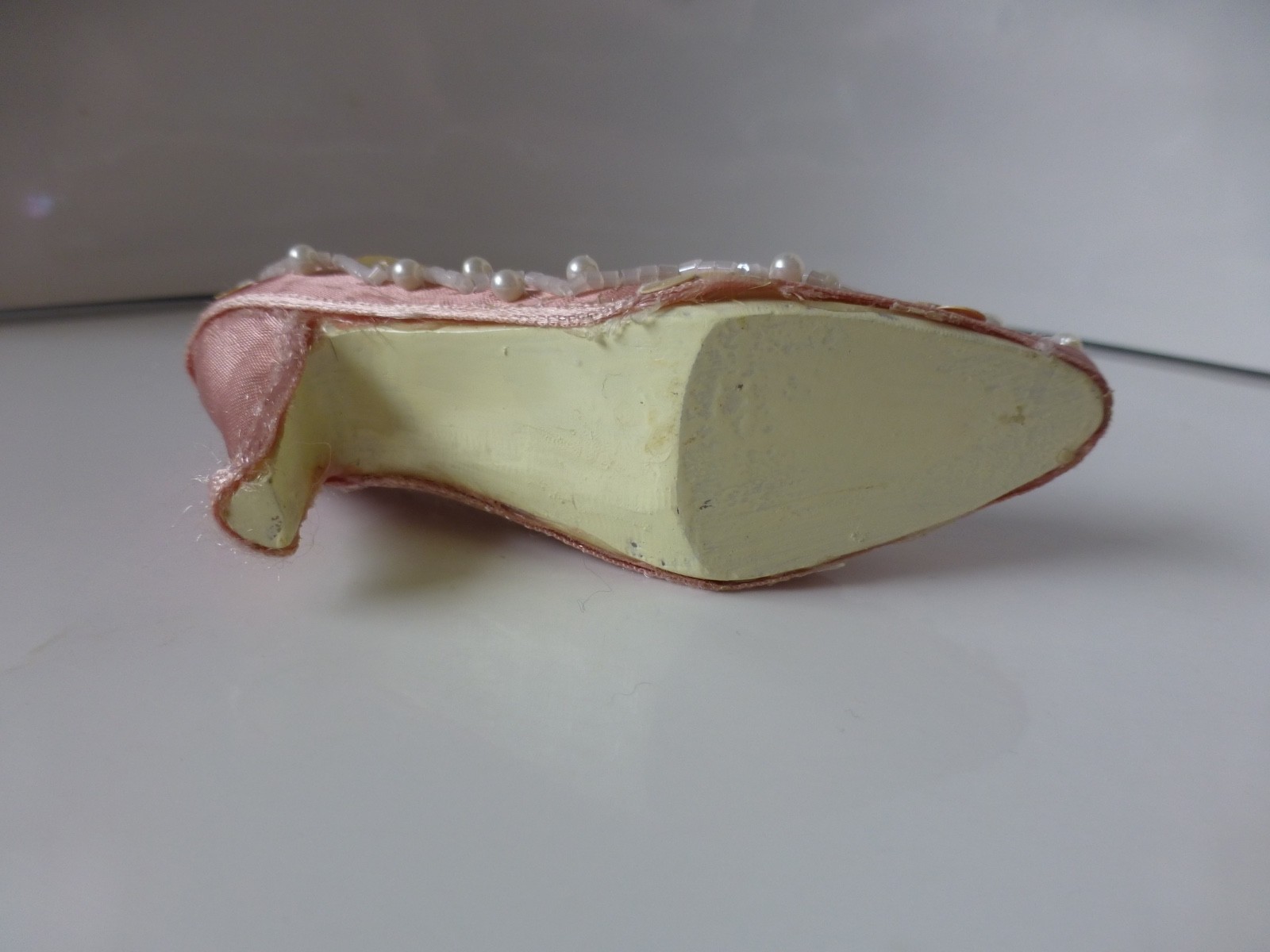 Lot of 2 Resin Fashion Shoes with Fabric & Beaded Embellishments