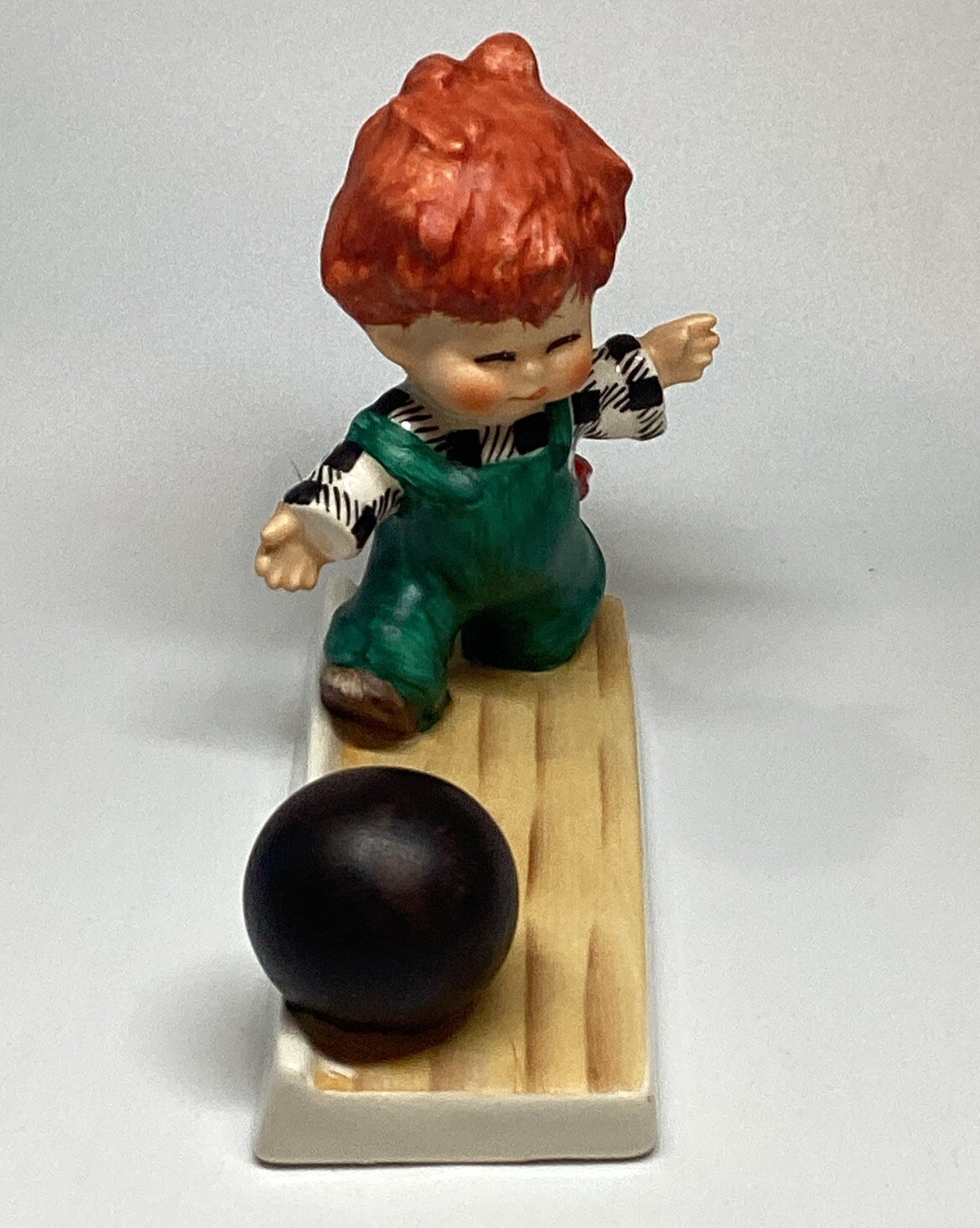 Cute Vintage Goebel Figurine Strike Red Head Bowling