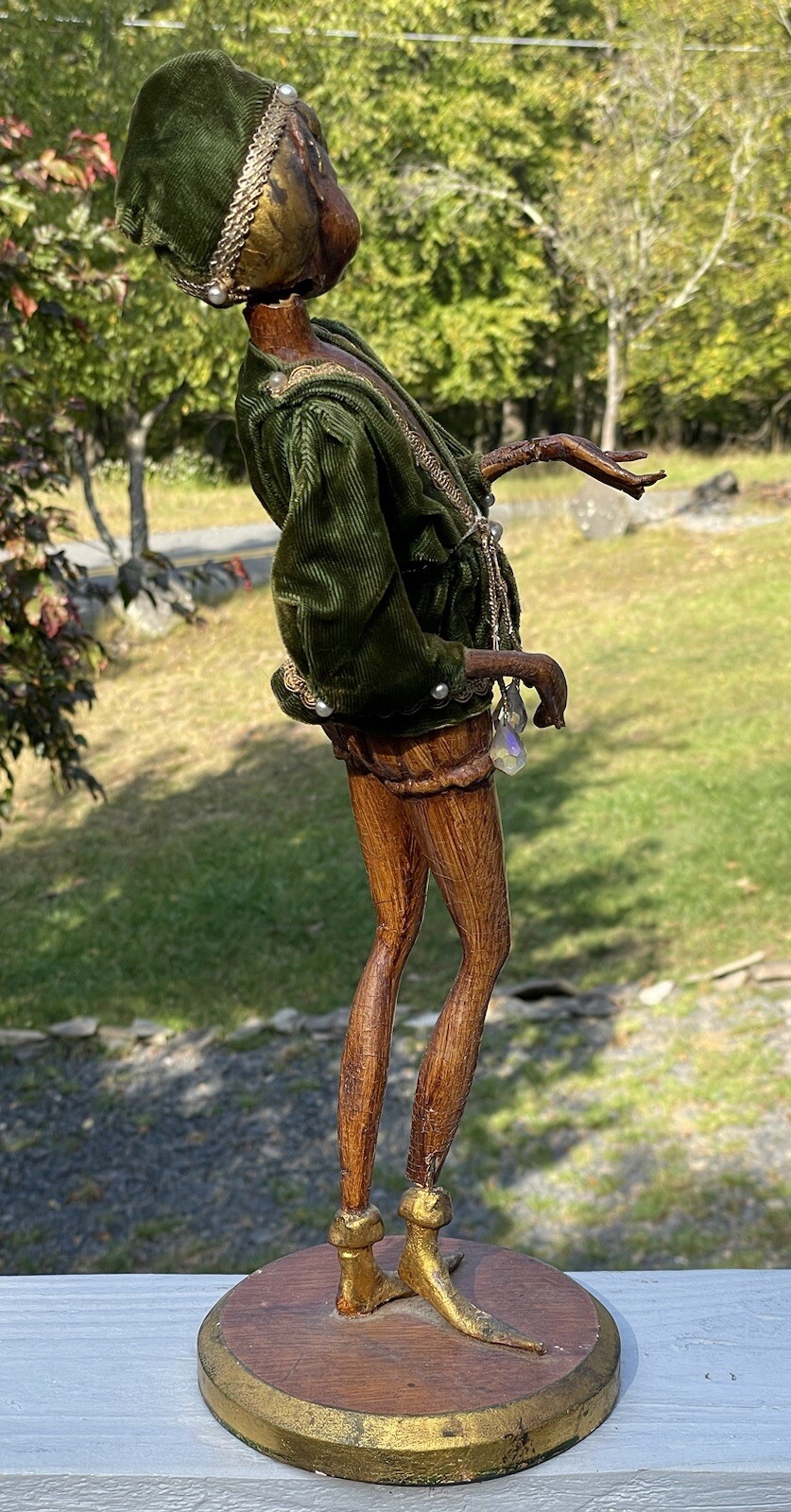 Wooden Composite Hollywood Regency Mid Century Sculpture Elf Figurine Pixie