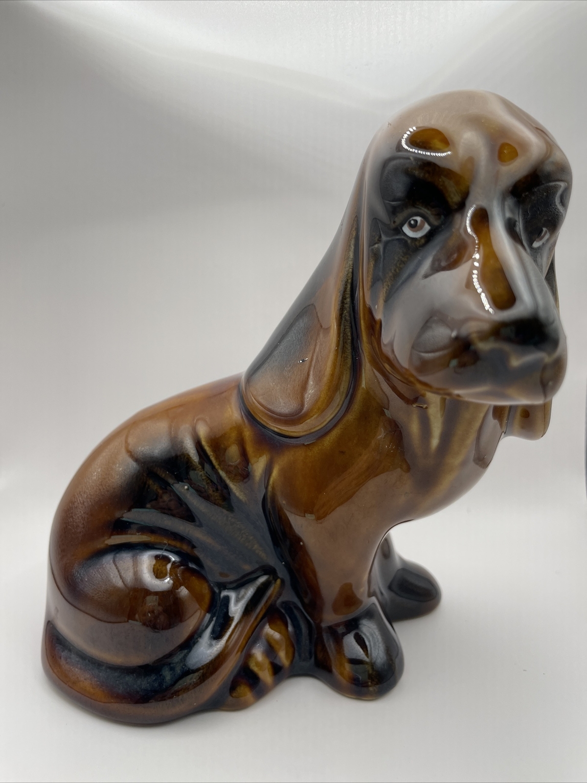 Vintage Handcrafted Ceramic Made in Brazil Bloodhound/ Bassett Hound Figurine