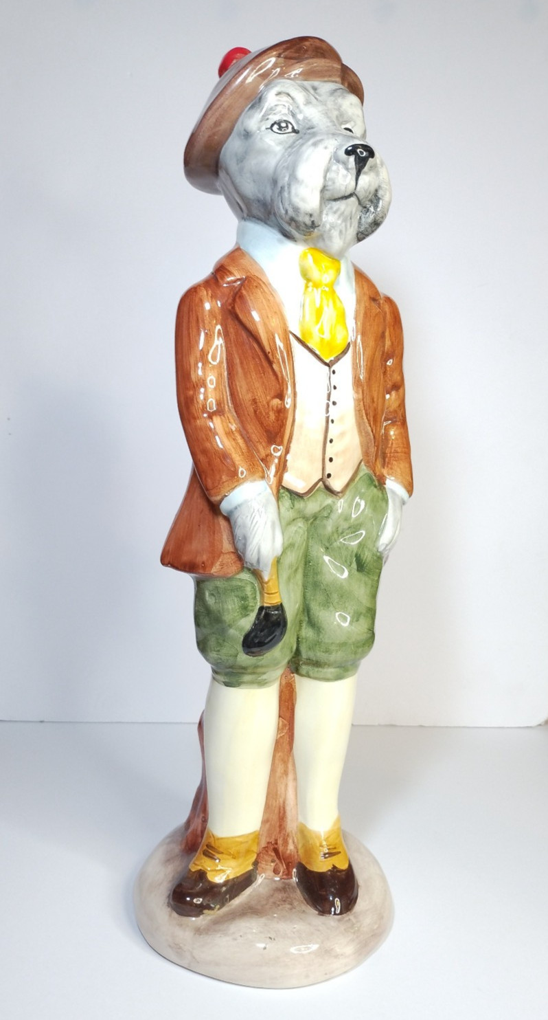 Gentleman Dog Anthropomorphic Figurine Schnauzer Golf 19” Ronzan? Italy Read