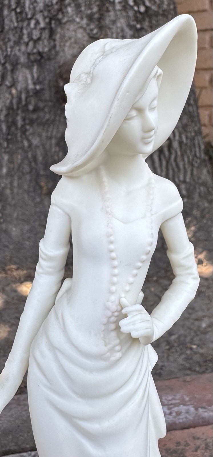 Vintage Art Nouveau Style Bisque Porcelain Lady Figurine 10” High