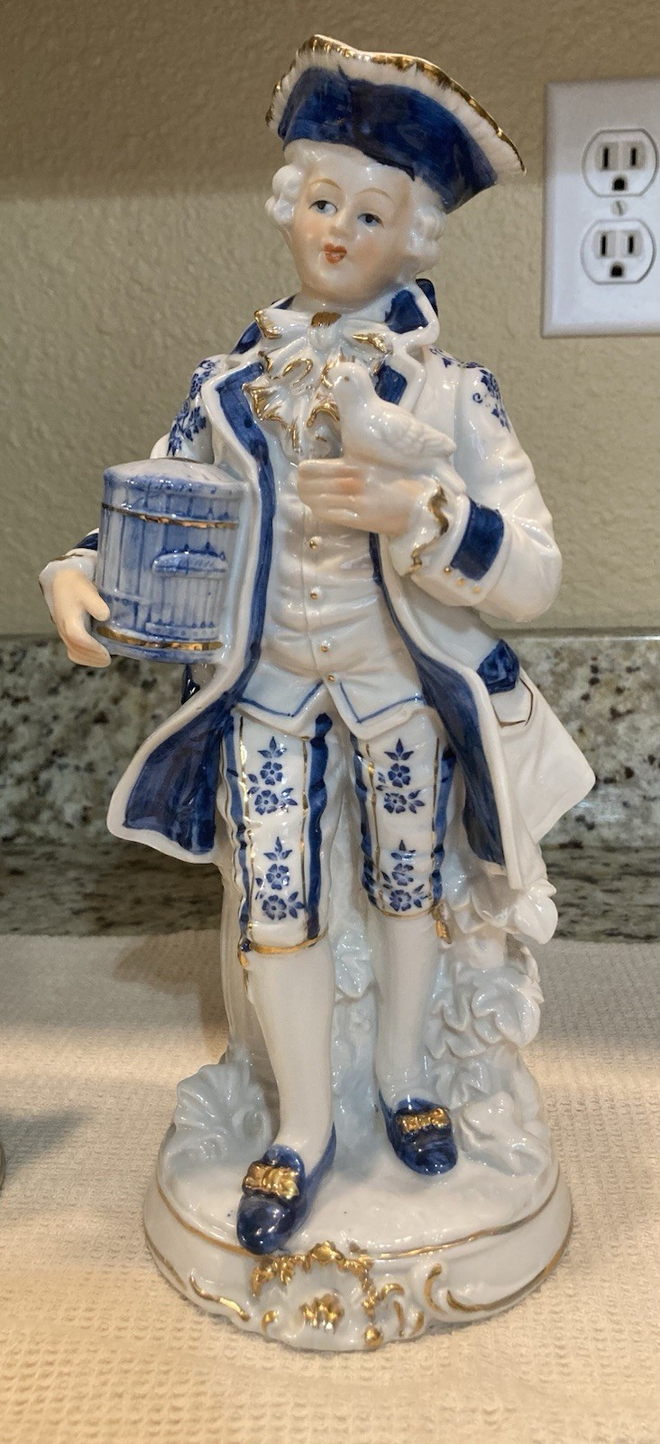 KPM Vintage Victorian Porcelain Couple Figurines Blue and White Set of 2