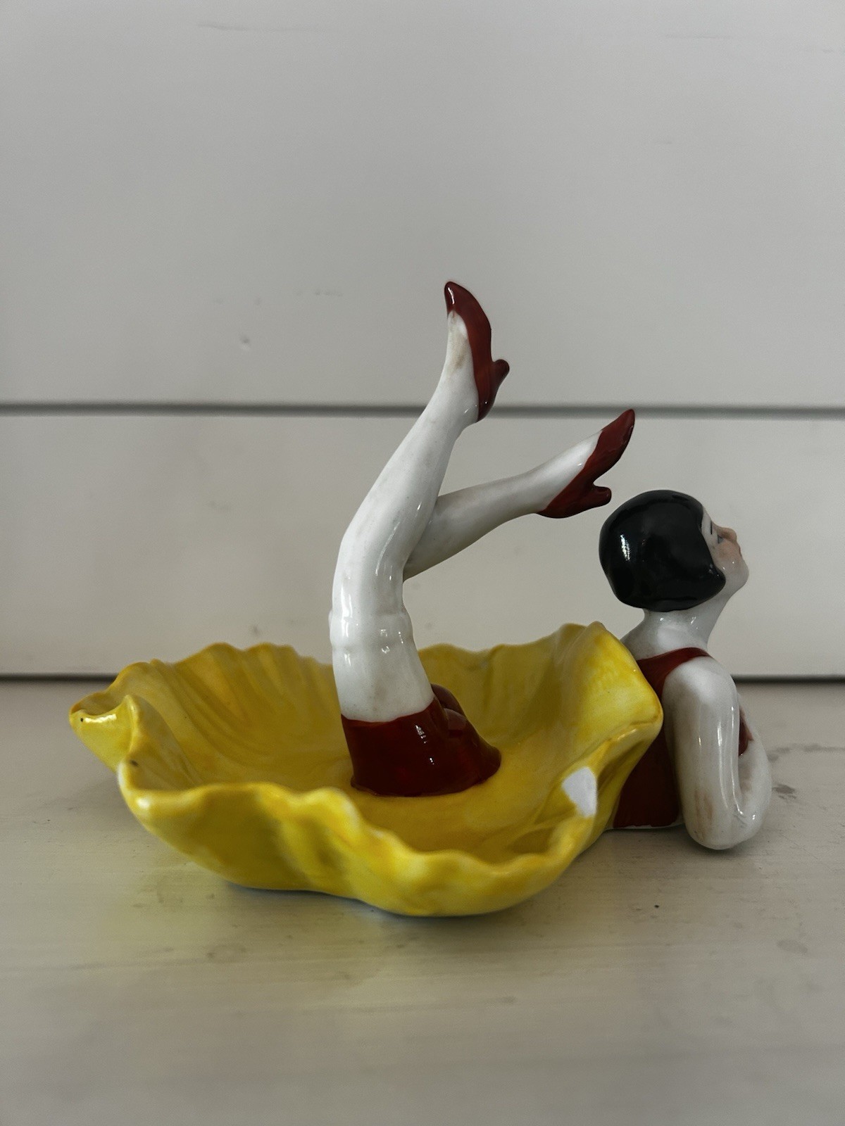 ART DECO FLAPPER PIN CUSHION BATHING BEAUTY PORCELAIN NO GALLUBA