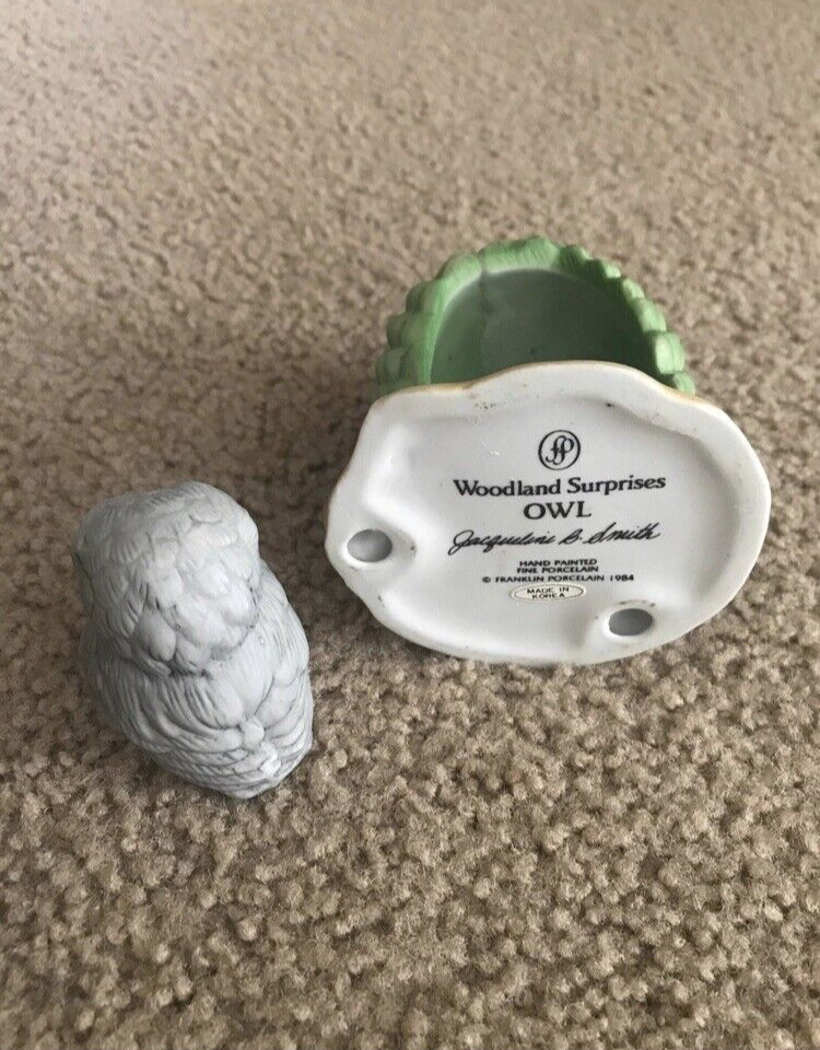 Franklin Mint Woodland Surprises OWL Fine Porcelain Figurine Vntg 1984 Figure