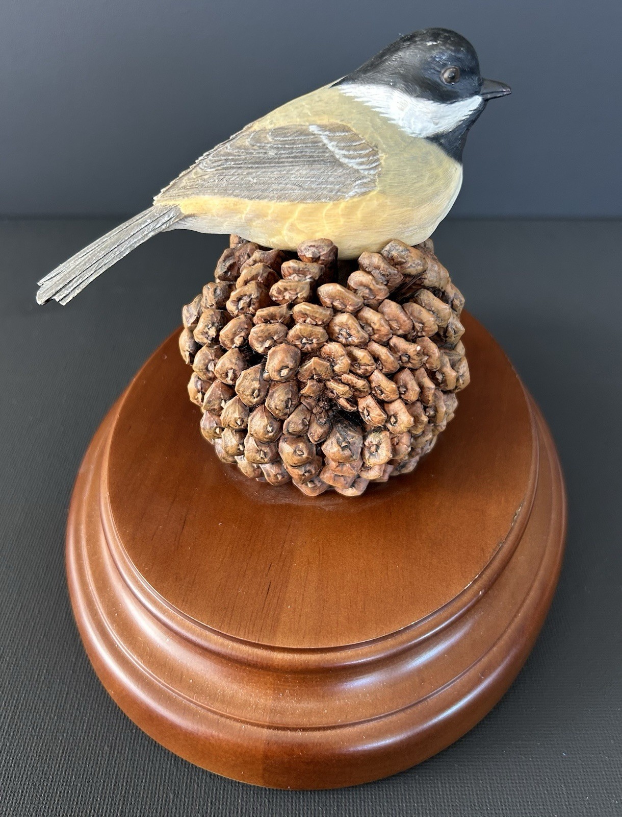 RARE Bob Kroese Pheasants Forever Chickadee On Pinecone Sculpture Figure SIGNED