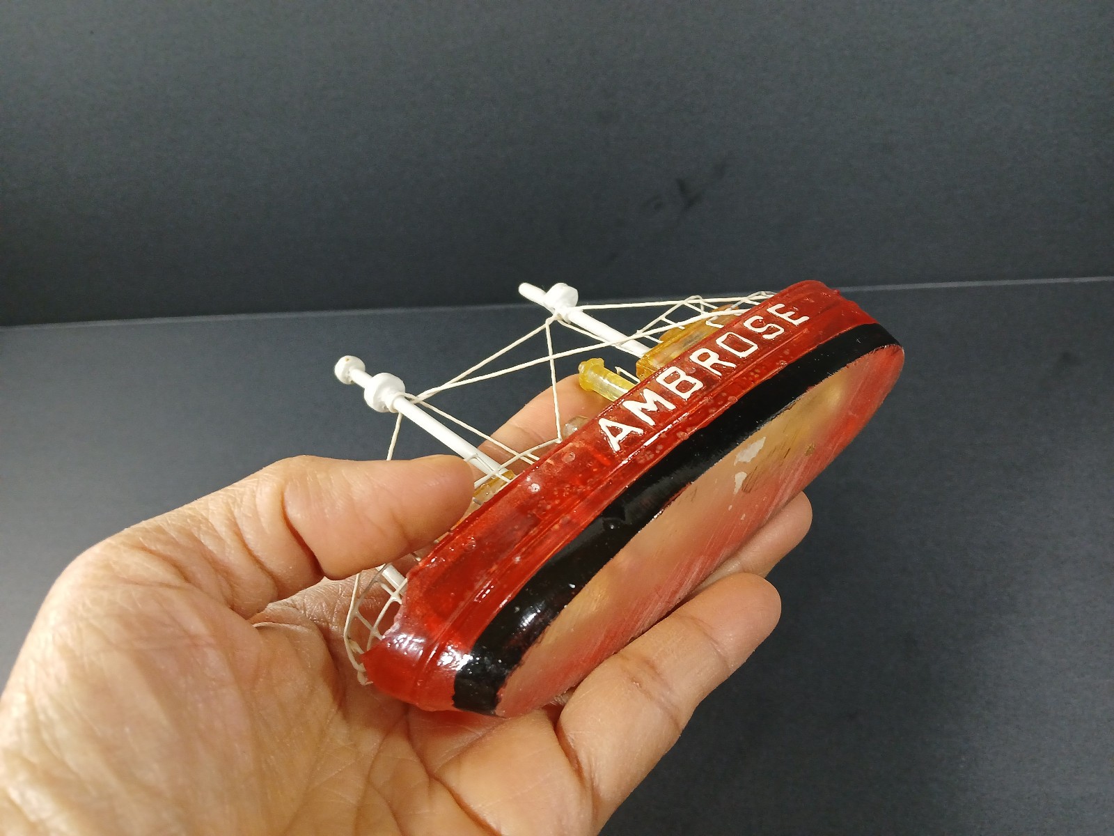 Vintage Ambrose Lightship Historical Floating Lighthouse Vessel Small Figurine