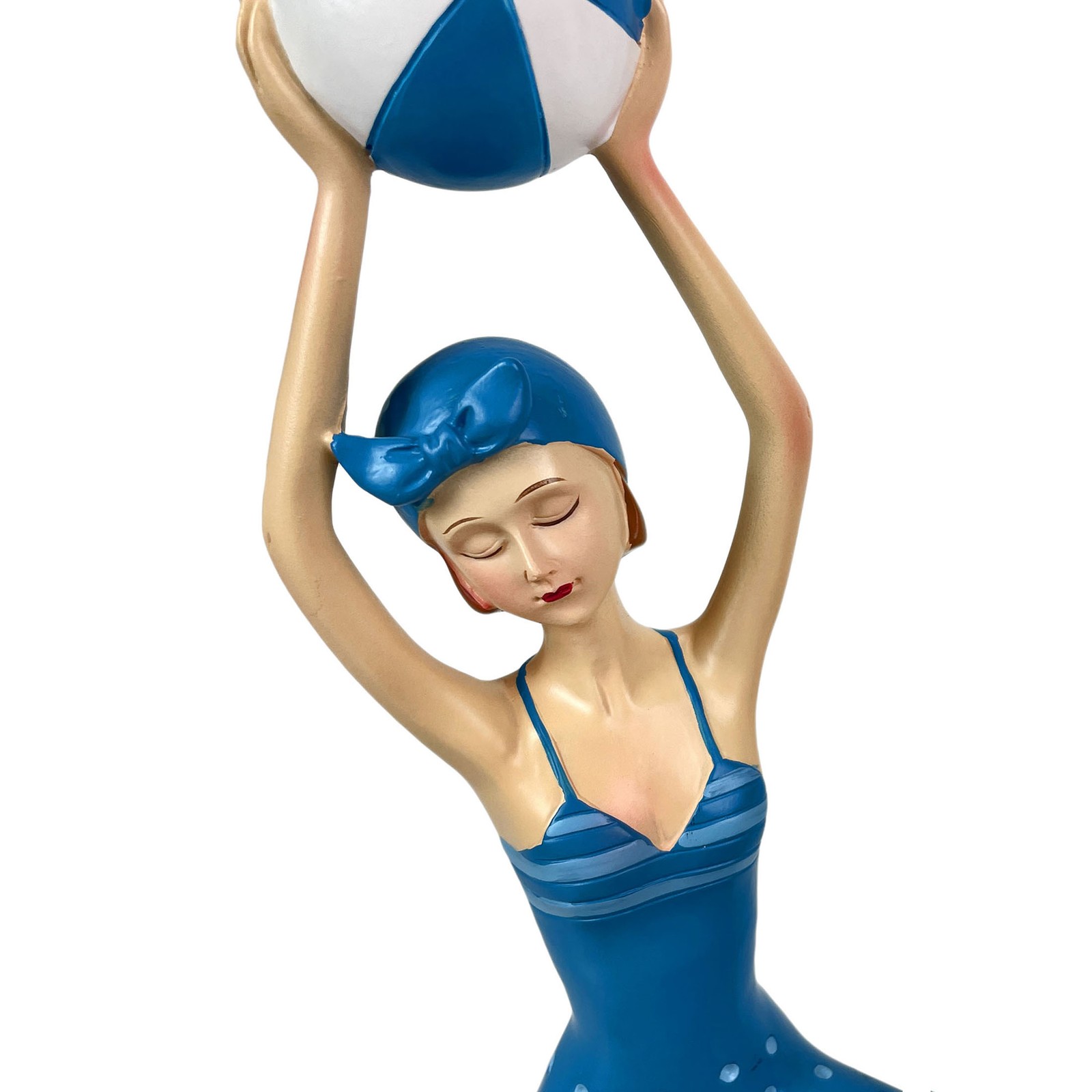 Zeckos Beach Beauty Girl Sunbathing Figurine Holding Beachball Decor 9.5 inch