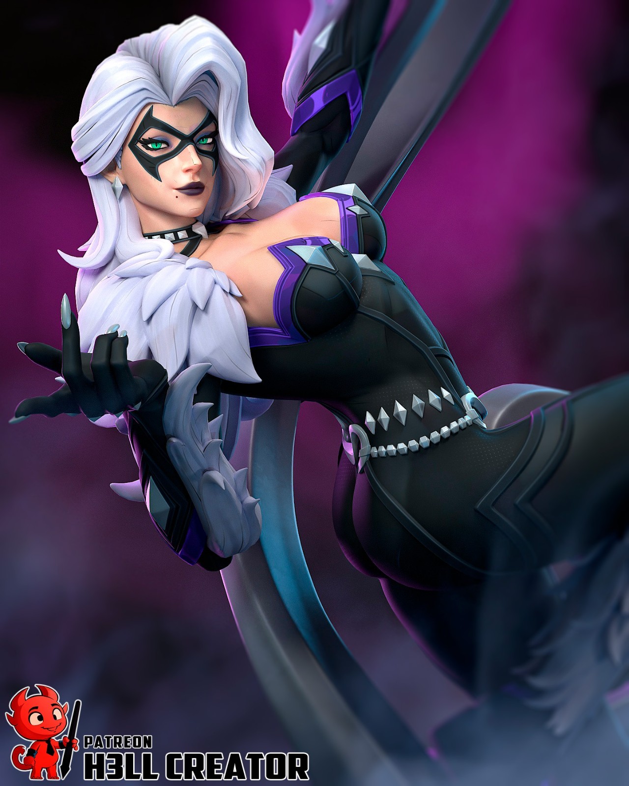 Hand-Painted Resin Statue | Comic Book Anti-Heroine Fan Art, Cat Burglar 229mm