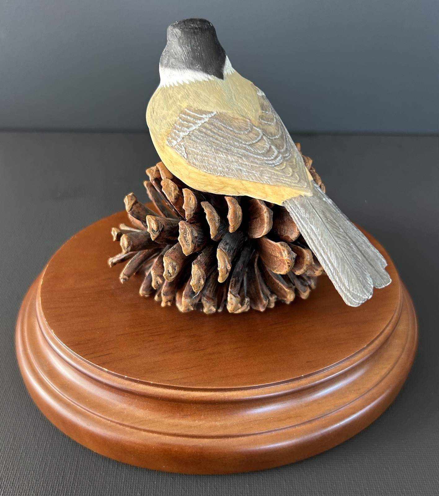 RARE Bob Kroese Pheasants Forever Chickadee On Pinecone Sculpture Figure SIGNED