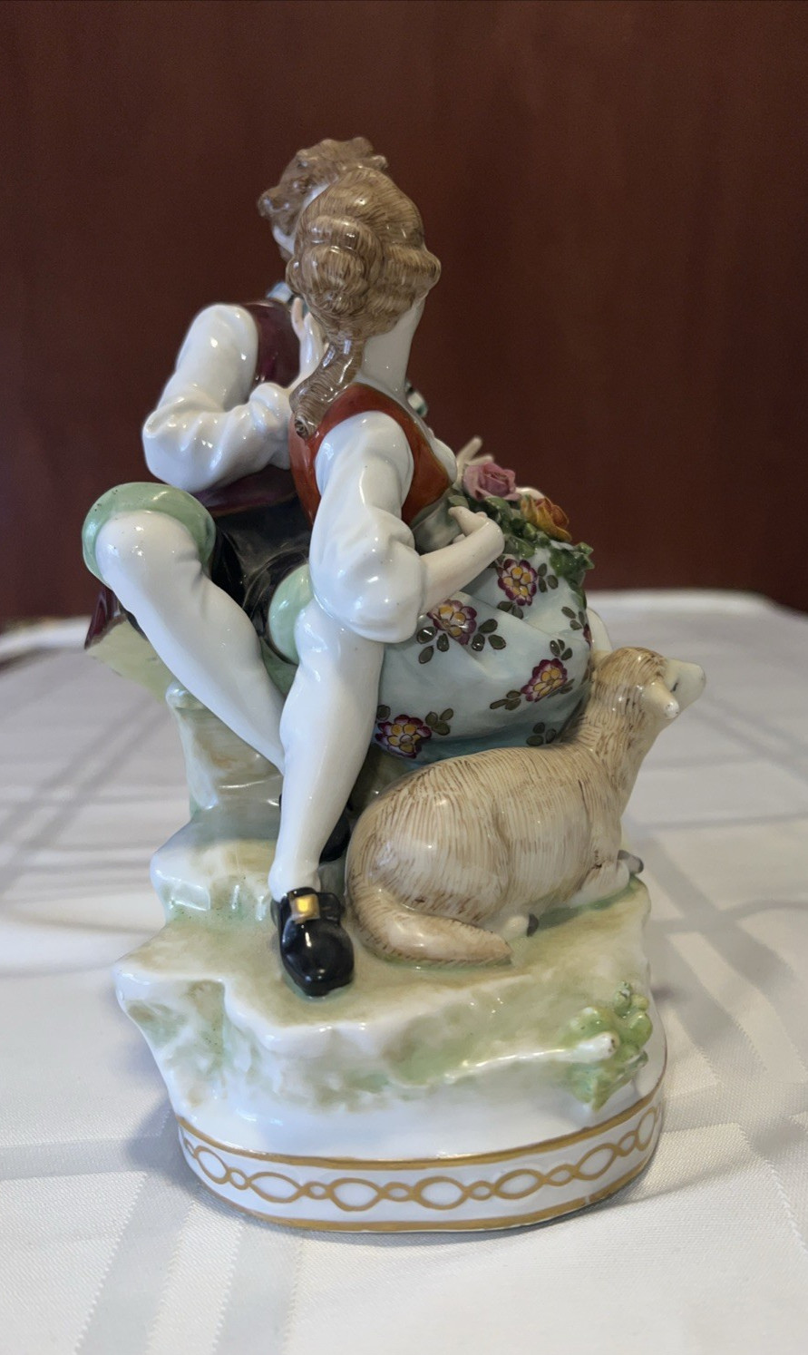 Antique Porcelain Courting Couple with Lamb with E & A Müller mark ?