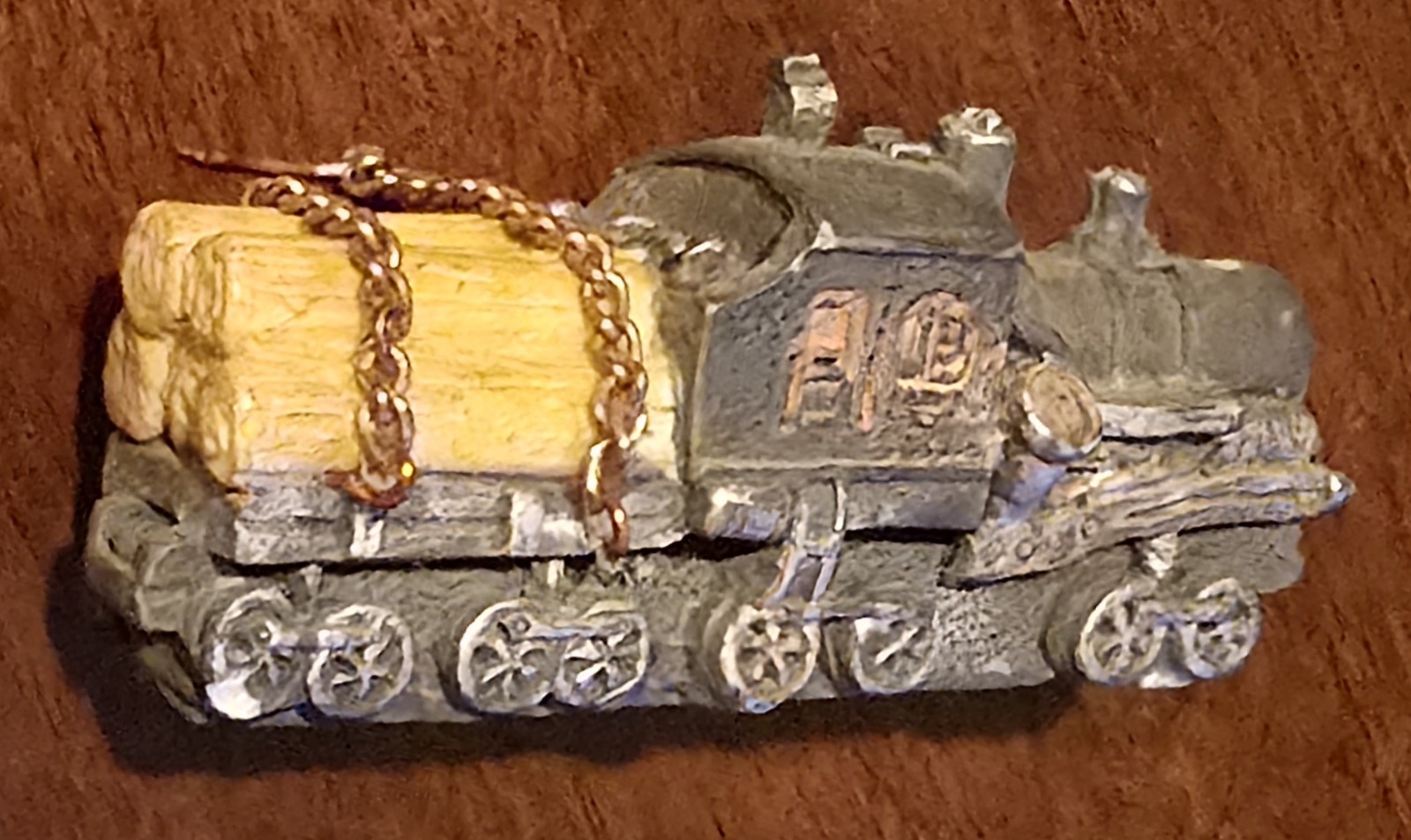 2¼” Fridge Magnet S S Sarna Americana Scrapbook Train Engine Log Bunk Figure