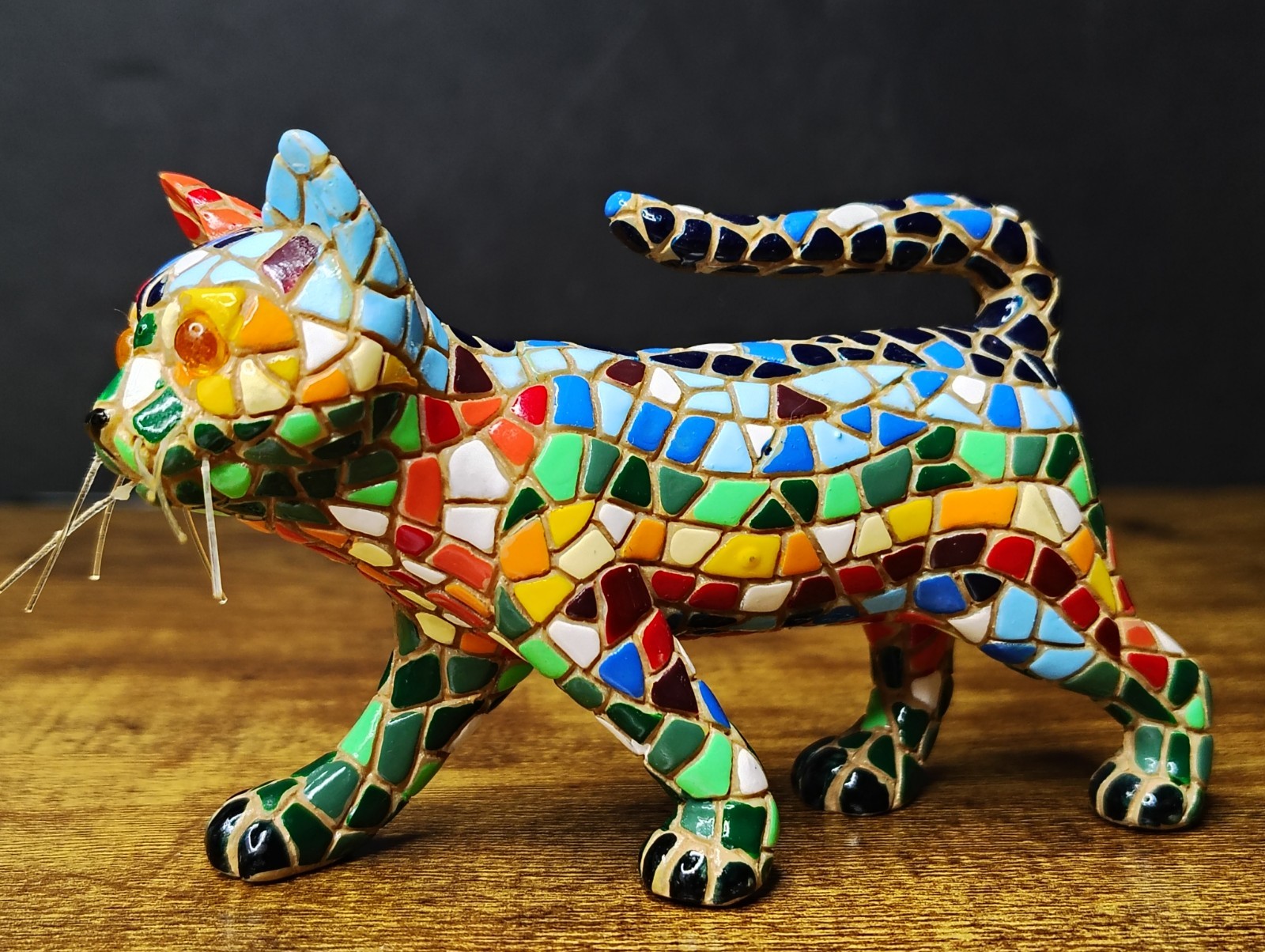 VTG BARCINO Multi-Color Mosaic Cat Figurine