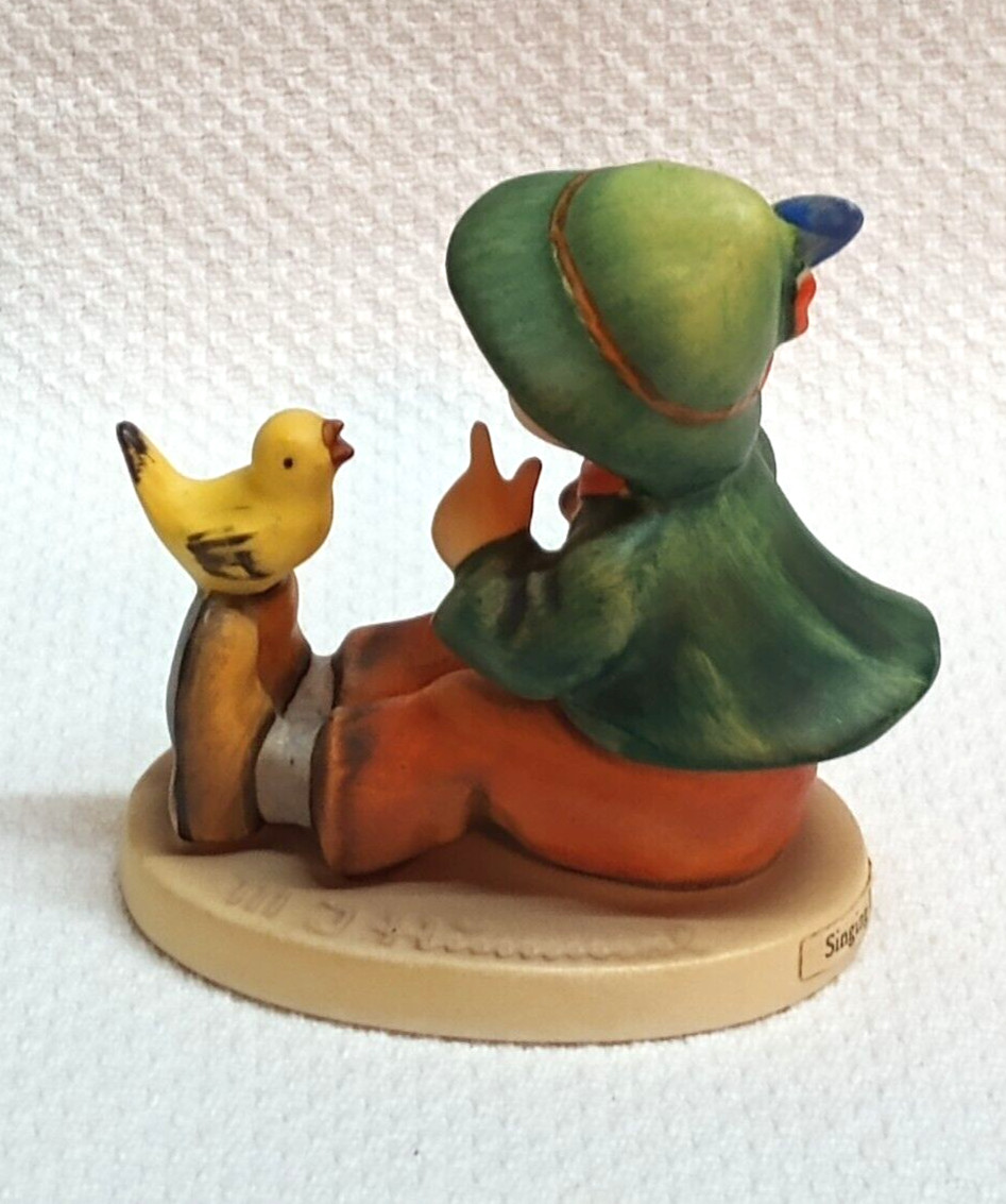 HUMMEL SINGING LESSON #63 ~ Boy With Flute & Bird Figurine, TMK5, LB