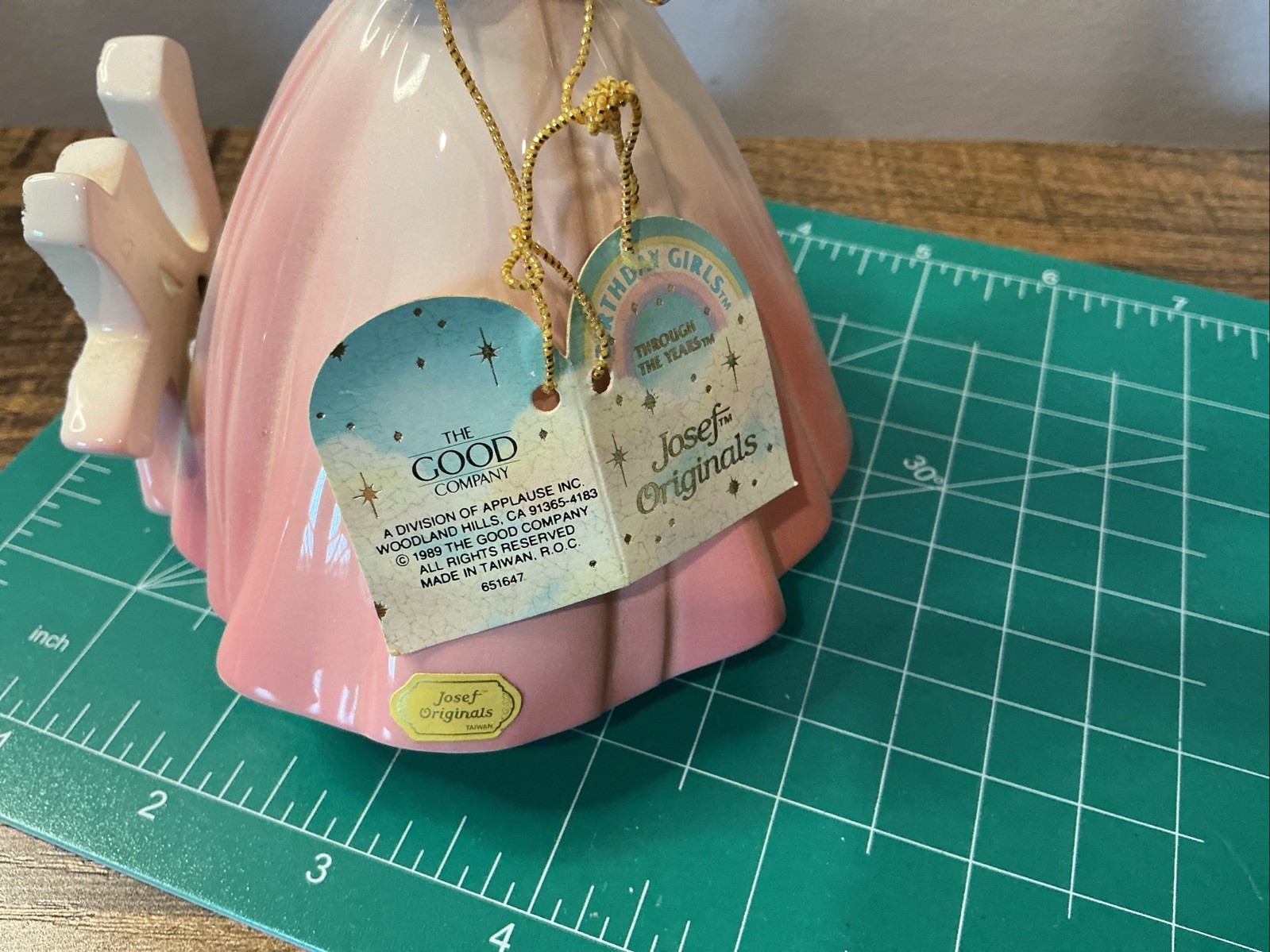 Vintage Josef Originals Pink Porcelain Birthday Girl Angel Age 14 With Parasol