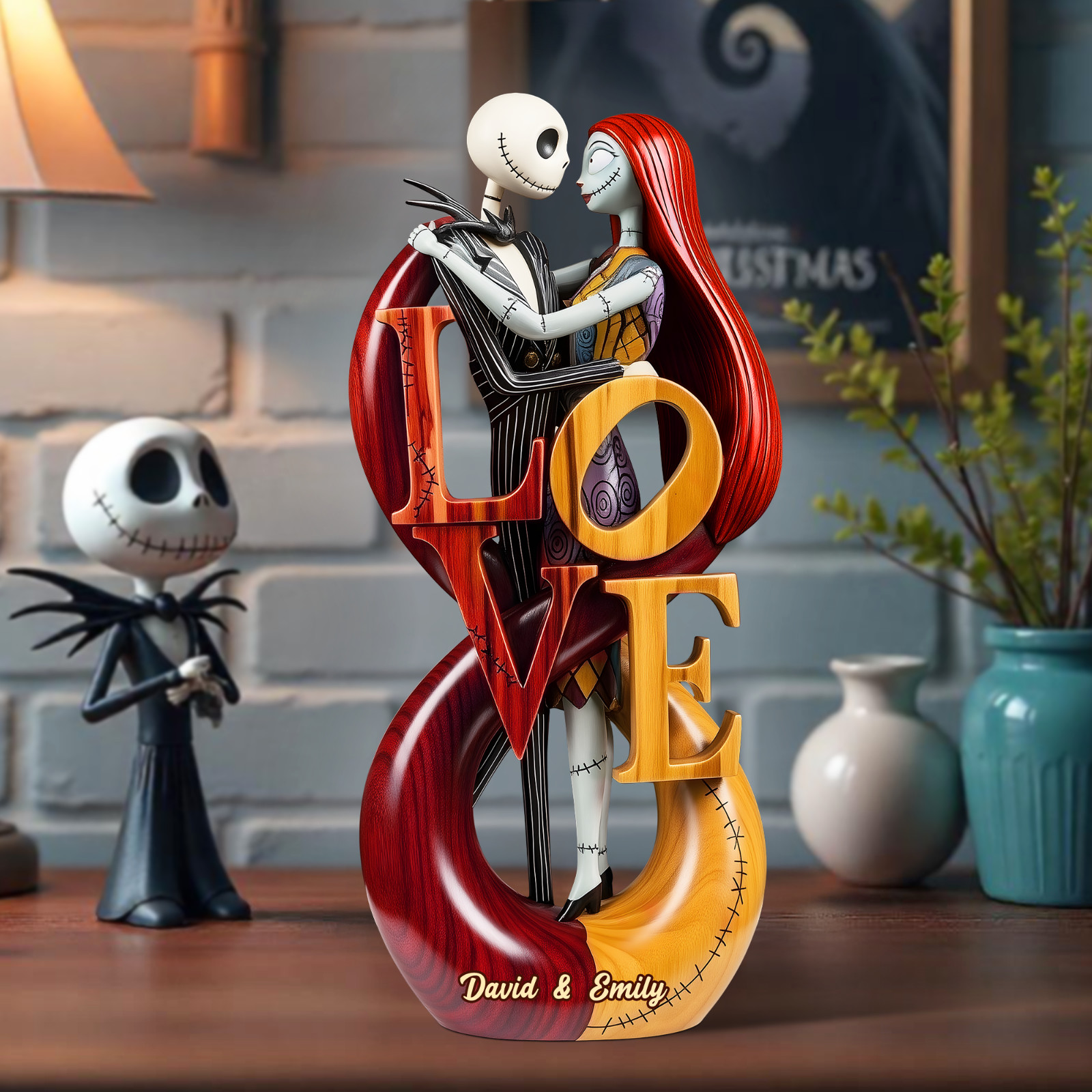 Personalized Jack Sally Nightmares Couple Acrylic Plaque Wooden Block Decor Gift