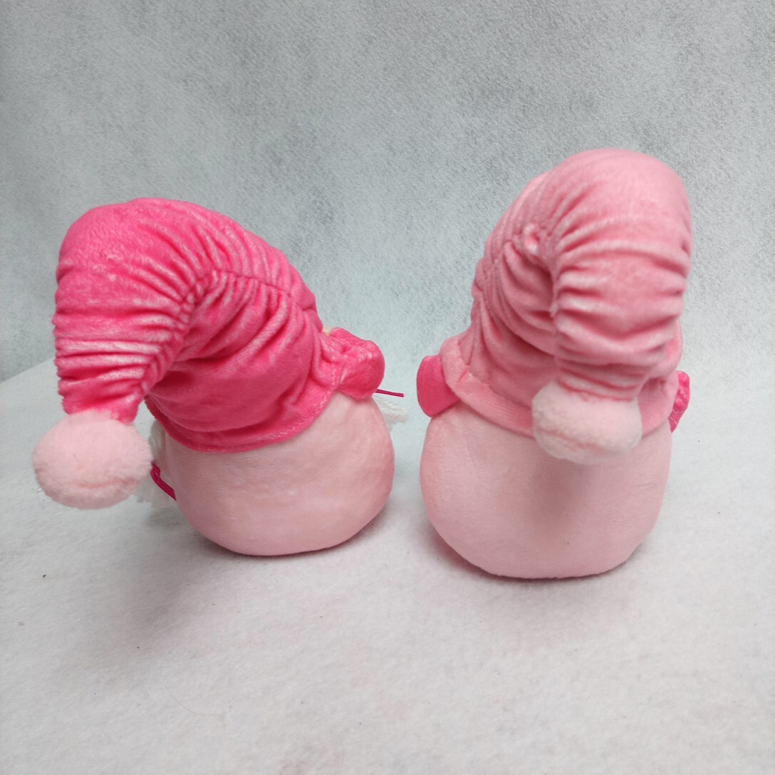 Gnome Plush Decor Set Flamingo Couple Birthday & Checkered Hat EUC 4pc