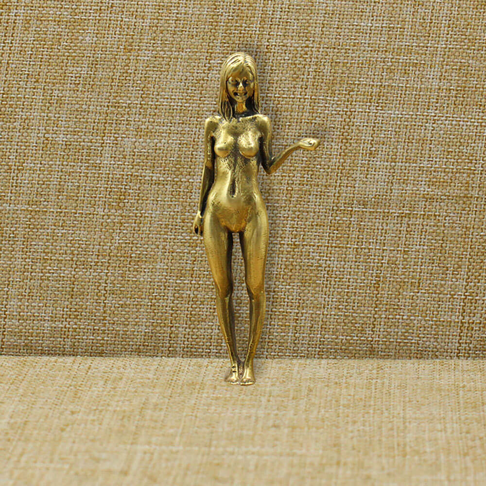 Brass Lady Girl Statue Figurine Beauty Tea Pet Ornament Antique Miniature USA