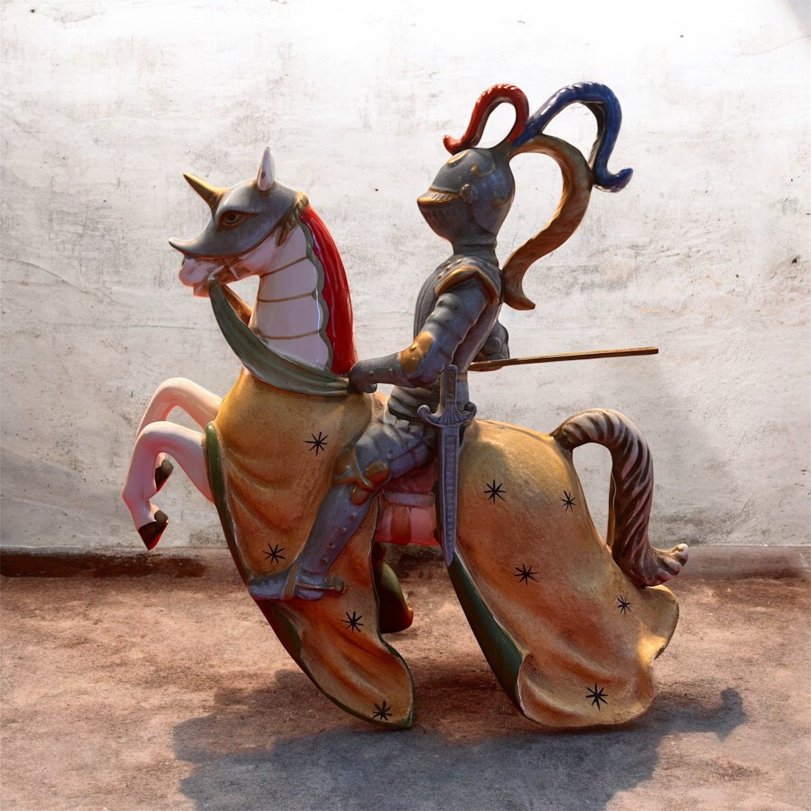 Vintage Ceramic Jousting MedievalKnight Figurines, a Pair