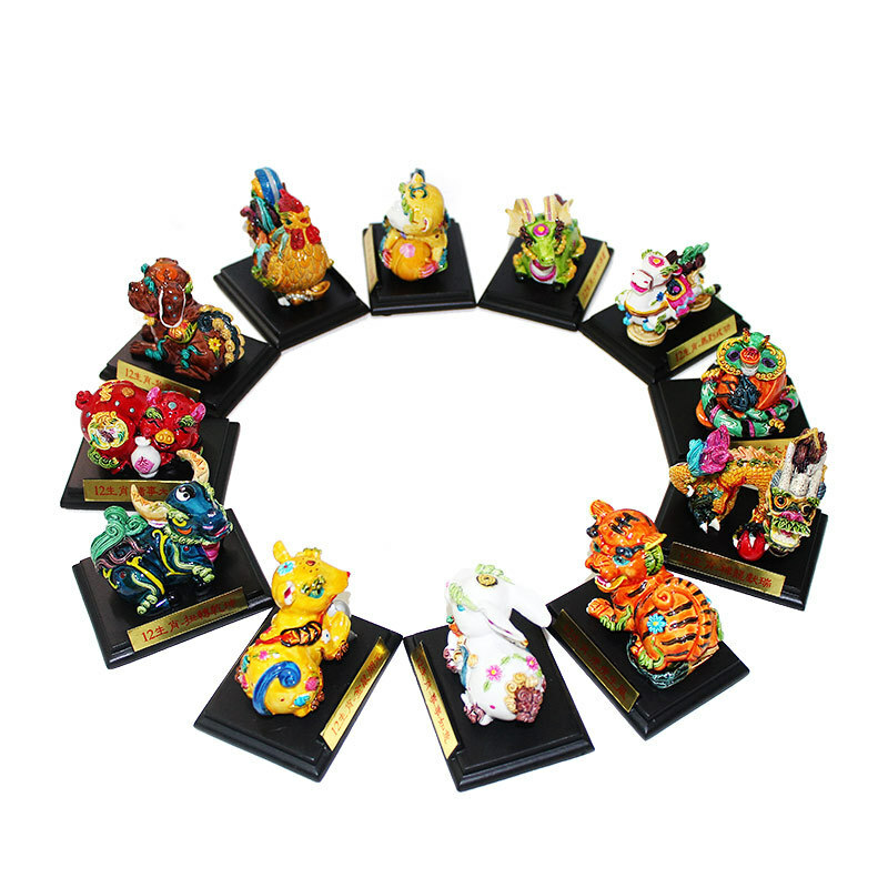 12 Chinese Zodiac Resin Craft Home Office Handcrafts Figure Feng Shui Decoration