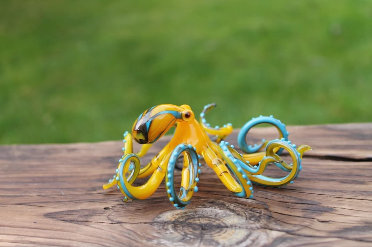 Blown Glass Octopus glass figurine Octopus Glass Ocean Octopus Kraken Glass