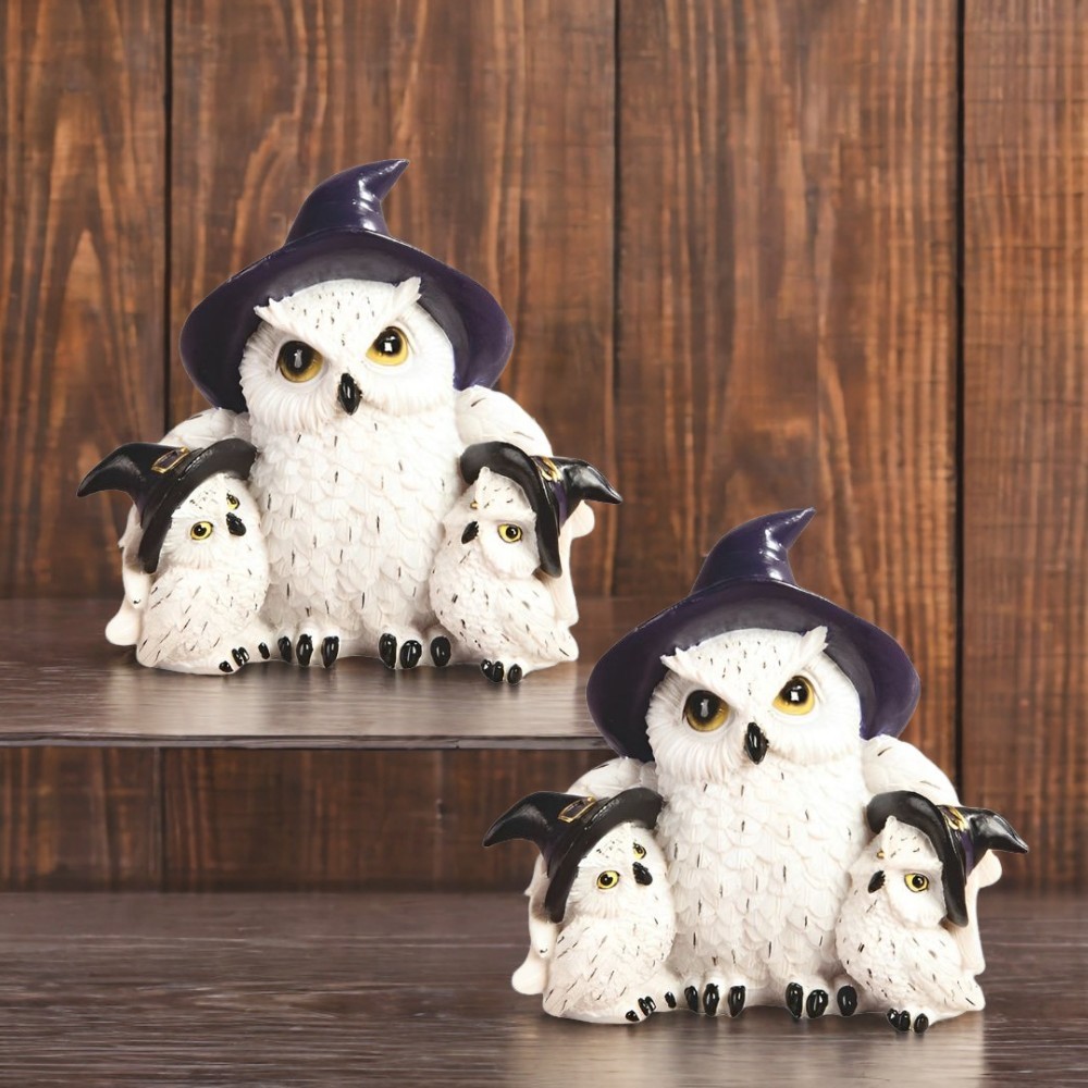 2-PC Gift Set 5.25″W Owl Family of 3 Figurine Ornament Home Decor Unique Gift