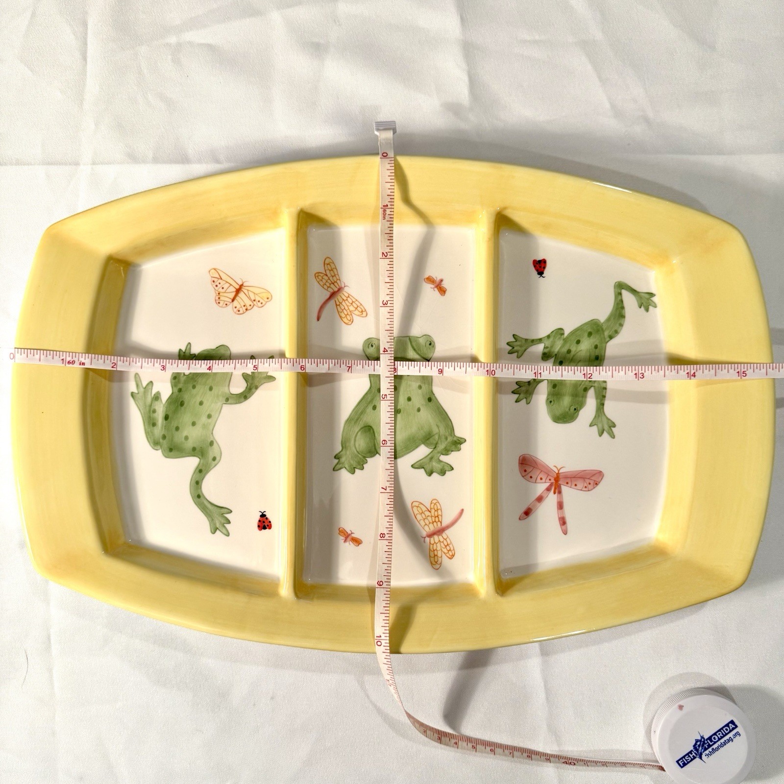 J. Willfred Leaps & Bounds Frogs by Leslie Sattler 3 compartment dish platter
