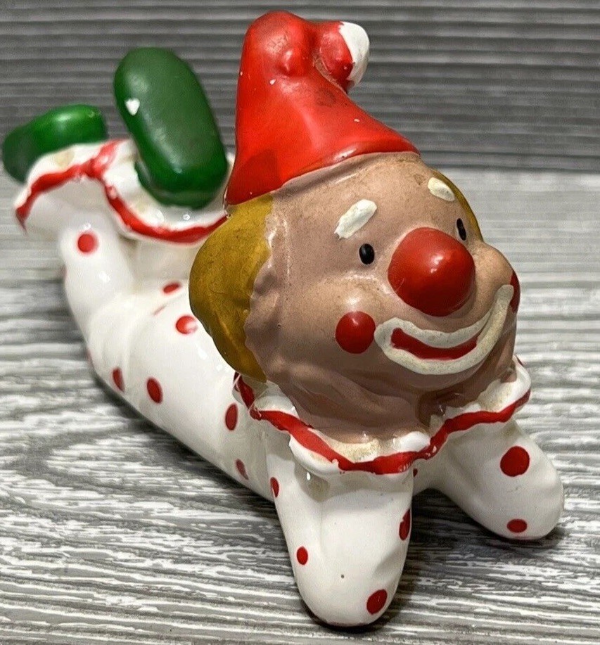 Ceramic Happy Clown Figurine Flambro Taiwan Vintage Retro Circus Figure