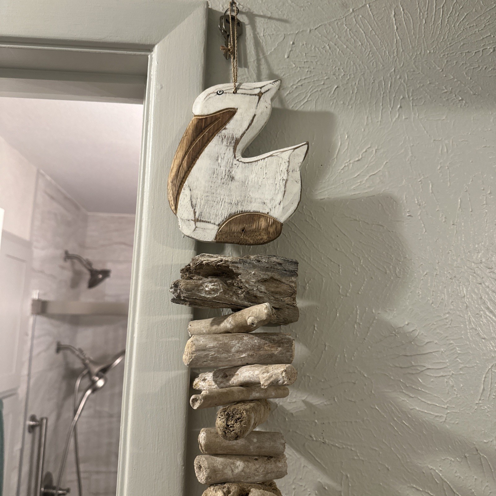 Coastal Driftwood And Pelican Hanging Beach Decor From Ft Meyers Florida 32”