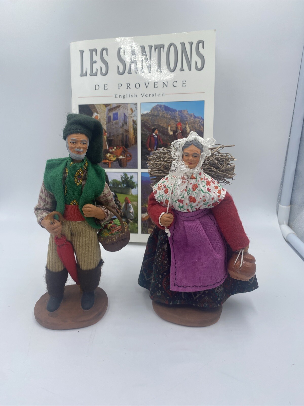 Vtg Pair of French Santon De Provence by Claude Carbonel Book And CERTS